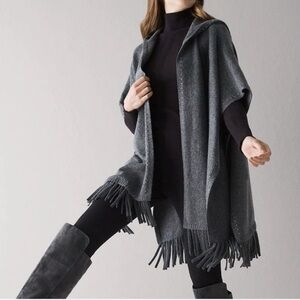 White House Black Market Hooded Ruana Heather Gray OS NWT